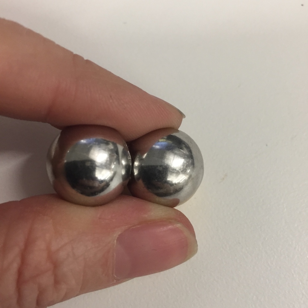 Vintage 18K White and Yellow Gold Ball Earrings